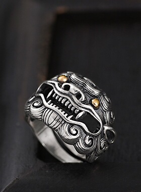 新款霸气唐狮戒指可调节个性潮复