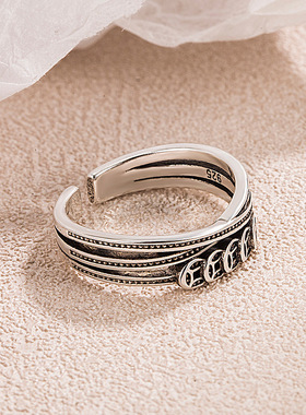 新款五帝钱国潮风小众设计复古戒