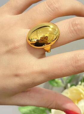 新款鸽子蛋戒指女简约高级感光面