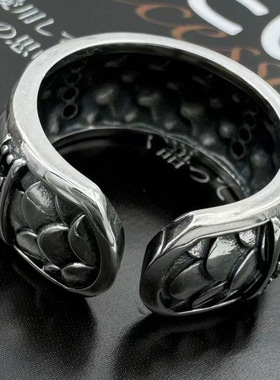 925镀银新款龙鳞戒指男士复古个