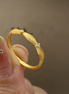 金色羽翼戒指中古宫廷风精致轻奢