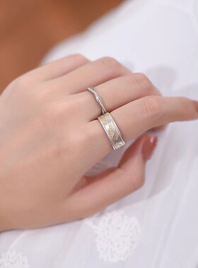 新款描金卷草纹戒指女士款国风轻