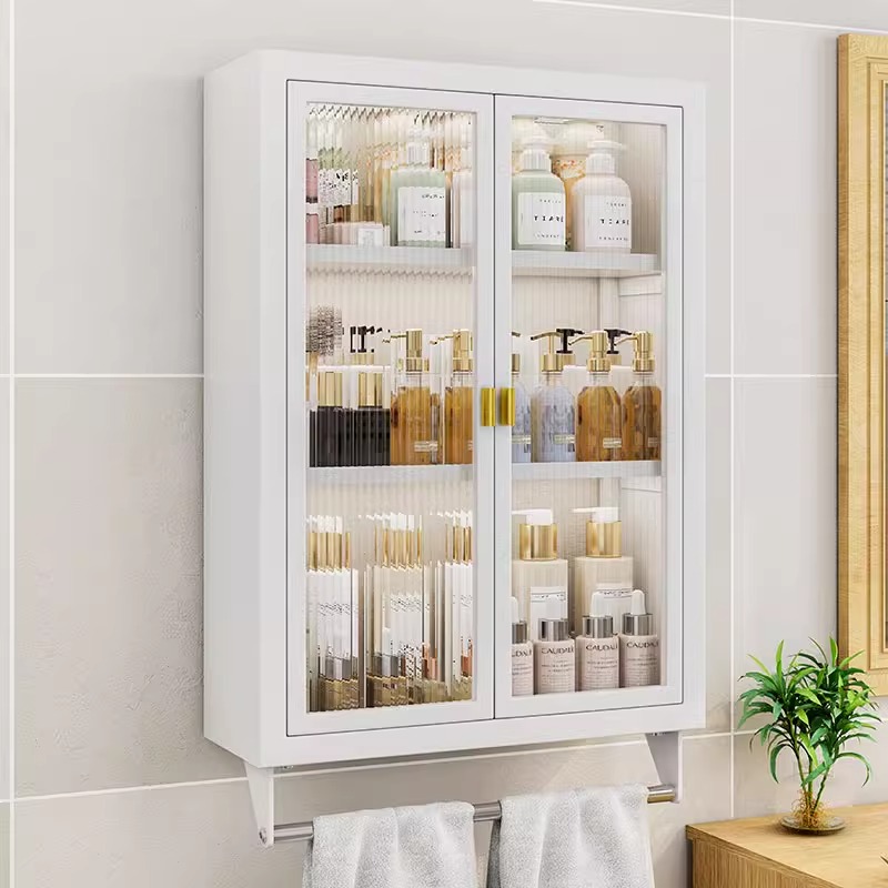 卫生间收纳柜免打孔墙上防水储物柜子浴室小壁柜化妆品壁挂置物架 - 图1