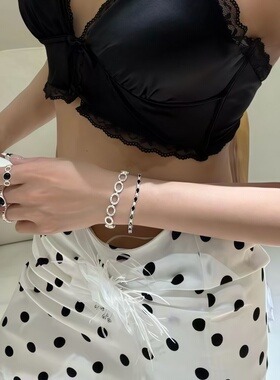原创气质蕾丝花拼接手链复古高级感链条手链