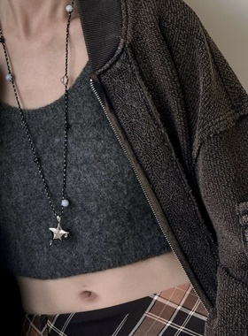 星迹编绳吊坠长项链女