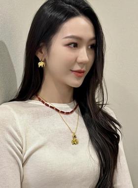 小吉象项链女毛衣链吊坠轻奢设计