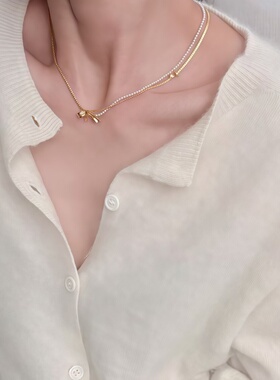 新品时光之结蝴蝶结百搭锁骨链