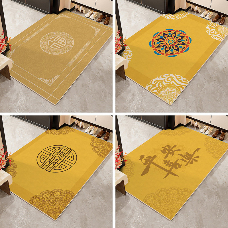 2026新款新中式入户门地垫进门地毯门口防滑耐脏PVC门垫金色脚垫,淘宝优惠券,粉丝福利购,淘宝优惠卷