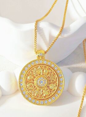 新款可旋转八宝罗盘项链 镀金镶钻轻奢颈链 金店同款领券到手69元