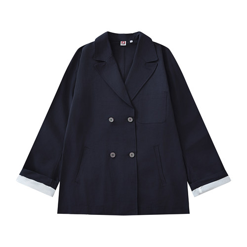 Hungry Artist2025秋款双排扣休闲西服男藏青色西装夹克日系外套 - 图3