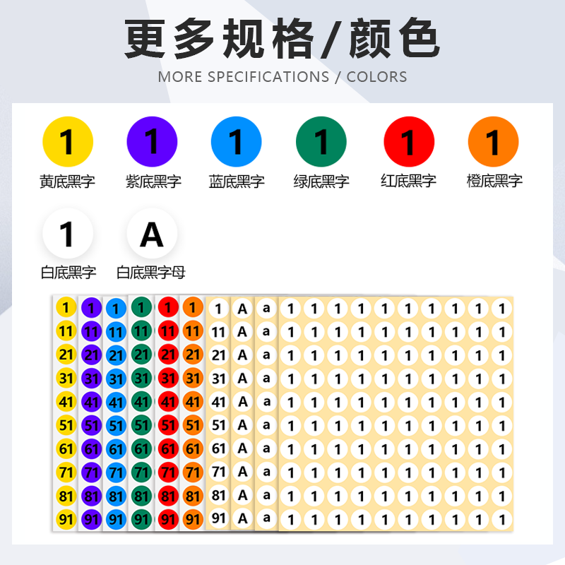 数字贴纸圆形号码标签衣服鞋袜尺码不干胶贴大小序号编号圆点贴纸 - 图0