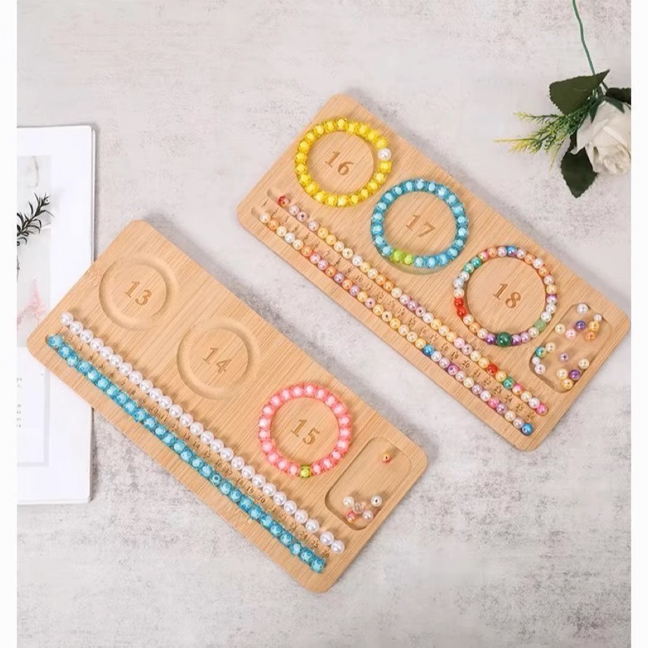 手工串珠设计盘DIY手链串珠盘手串项链首饰穿珠工具竹木展示托盘 - 图1