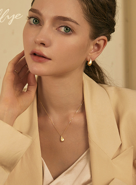 oflye拉丝水滴纯银项链毛衣链