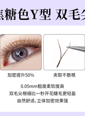 亚妮咔貂绒焦糖色YY嫁接睫毛超软