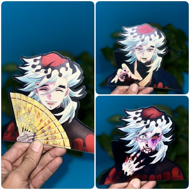猗窝座 上弦三 鬼灭之刃 恋雪 3D渐变 变图 光栅卡片贴纸 冰箱贴,淘宝优惠券,粉丝福利购,淘宝优惠卷