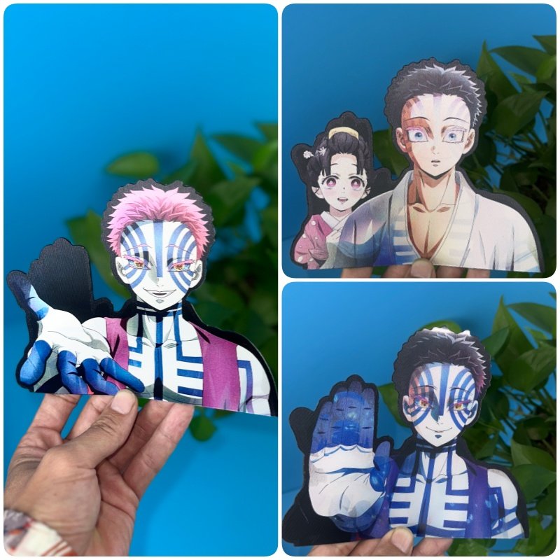 猗窝座 上弦三 鬼灭之刃 恋雪 3D渐变 变图 光栅卡片贴纸 冰箱贴,淘宝优惠券,粉丝福利购,淘宝优惠卷