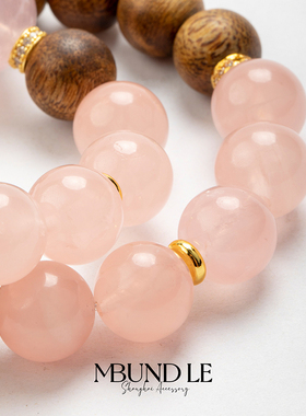 摩邦珠宝粉韵抱香-香木粉水晶手链10-11mm顶珠15-16mm