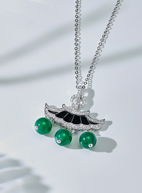 摩邦珠宝趣游园-绿玉髓亭子项链屋檐下项链礼品女款618