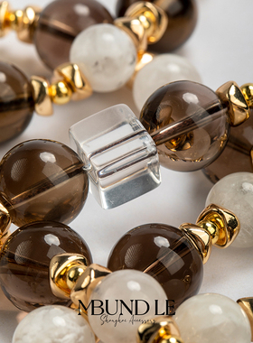 摩邦珠宝焦糖奶冻茶晶白幽灵项链女款时尚节日礼品