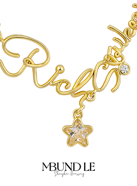 摩邦珠宝一夜暴富字母项链金色女款情人节礼品