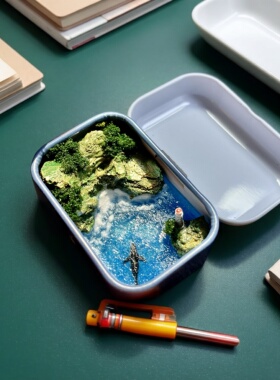 原创diy纯手工微缩景观铁盒摆件