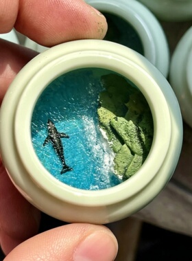 手工微缩景观陶车载香薰罐摆件