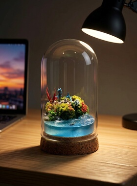 手工微缩景观玻璃罩模型手办摆件