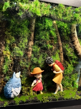 手工制作龙猫森林场景摆件LED灯光装饰家居桌面工艺品礼物