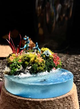 手工微缩景观玻璃罩模型手办摆件