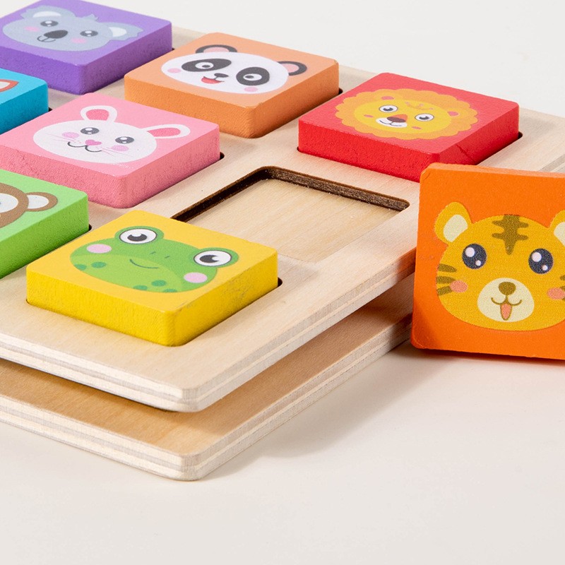 儿童动物配对积木益智拼图玩具3d立体卡通拼板宝宝早教3到6岁ce35 - 图2