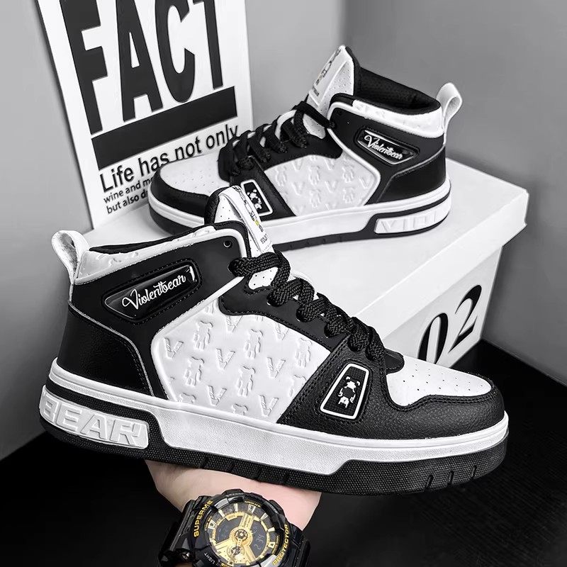 暴力熊男鞋高帮鞋2025新款情侣冬季皮面防水板鞋女鞋运动鞋子男款,淘宝优惠券,粉丝福利购,淘宝优惠卷