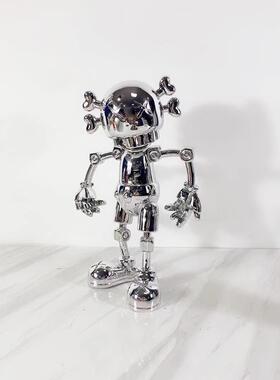 现代简约电镀银色枪色公仔潮玩摆件 样板房室内软装装饰陈设