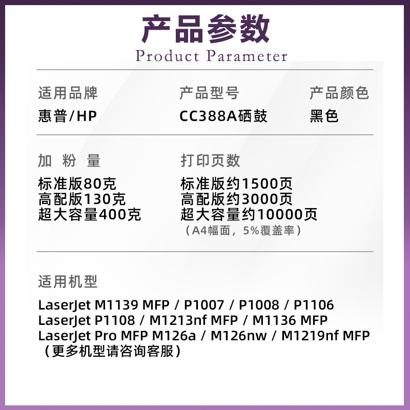 适用惠普p1008硒鼓Laserjet P1008激光打印机CC366A粉盒hp1008易加粉型碳粉盒cc388a晒鼓HP88a墨粉盒1008墨盒-图1