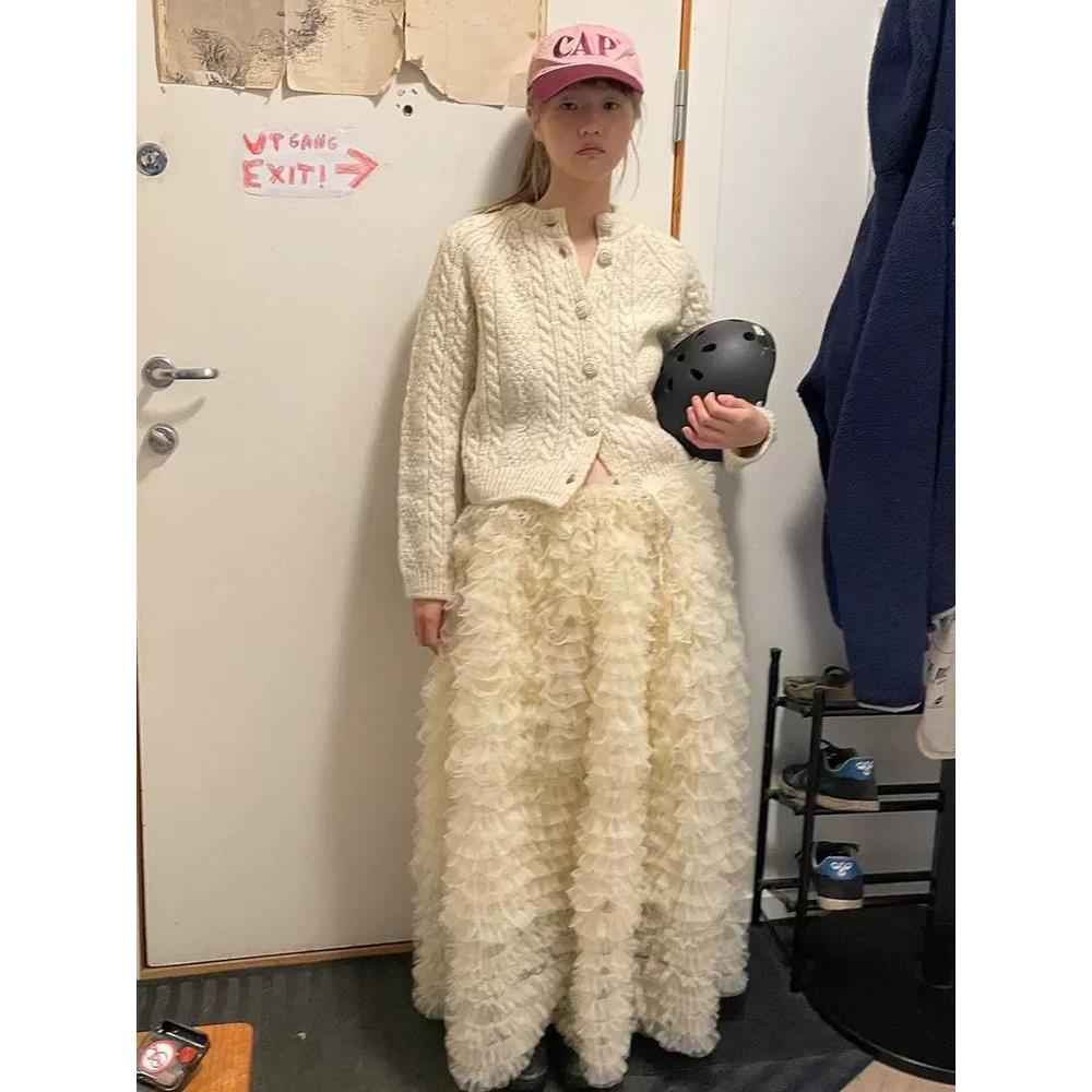 【现货】GROVE EDGE毛衣复古麻花羊毛针织开衫简约单排扣上衣外套 - 图2