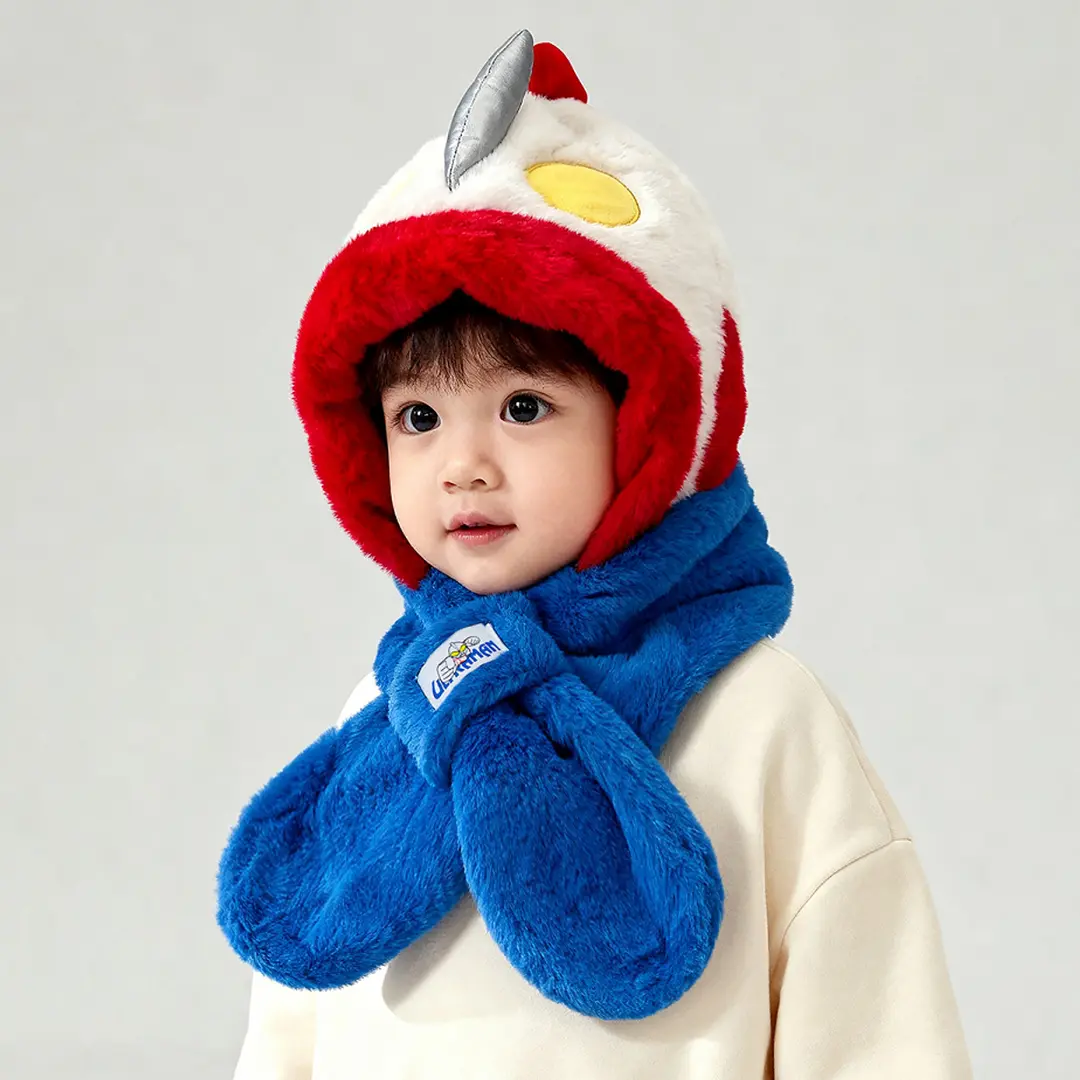 奥特曼儿童帽子围巾一体帽两件套冬季男女保暖宝宝防风加绒加厚,淘宝优惠券,粉丝福利购,淘宝优惠卷
