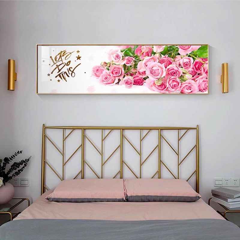 紫粉色床头画简约花卉客厅沙发背景墙画房间主卧室玫瑰装饰画挂画,淘宝优惠券,粉丝福利购,淘宝优惠卷