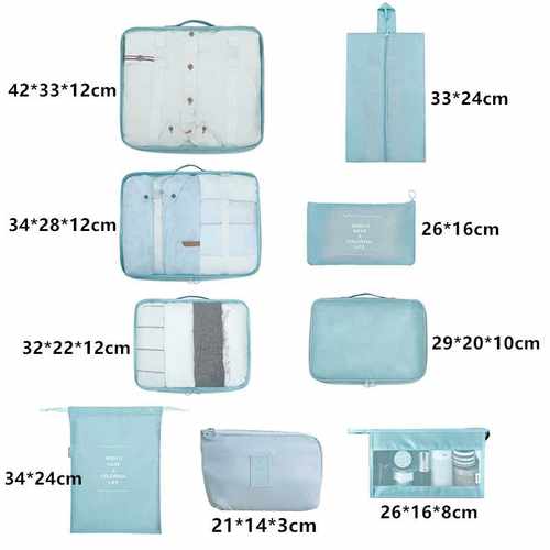 9 pieces Set Travel Organizer Storage Bags Suitcase Packing - 图2