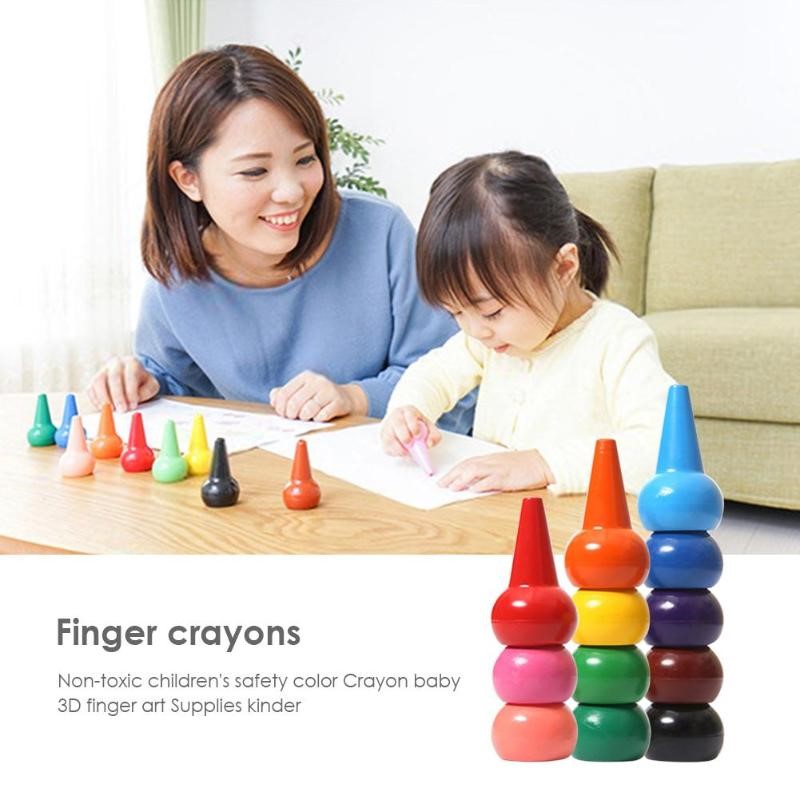 12pcs/Set Non toxic Children Safety Color Crayons Baby D F - 图2