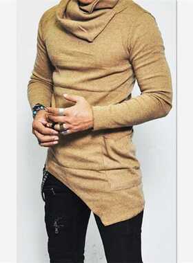 Plus Size 5XL Men's Hoodies Unbalance Hem Pocket Long Sleeve