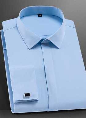 Men's Classic French Cuff Dress Shirts Long Sleeve No Pocket