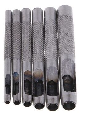 6Pcs/set Leather Hole Puncher Hollow Round Punch Tool Strap