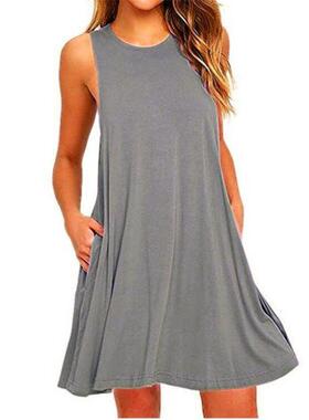 High Quality Fashion Women Black Blue Dress Summer Short Sle