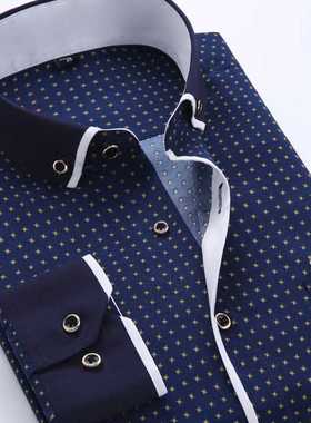 Printed Men Dress Shirt New Fashion Men's Slim Fit Social Bu