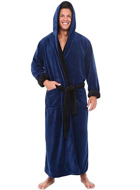 2022 Men's Bthrobe Flnnel Hooded Winter Robe Solid Plush T