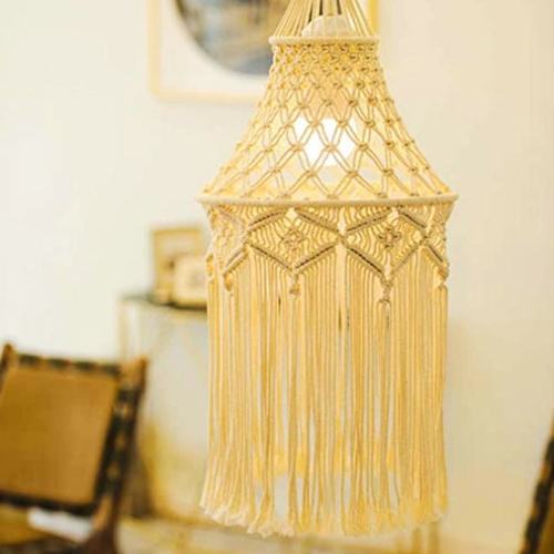 Hand-knitted Lampshade Macrame Tapery Tassel Hanging Lamp - 图2