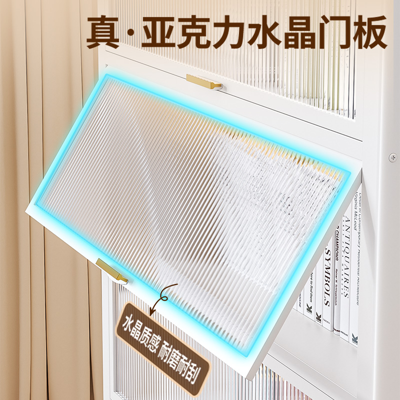 Steel bookshelf with door children's bookcase floor-standing home living room storage cabinet dust-proof display cabinet iron storage shelf