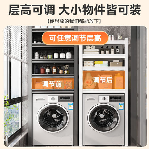 家用阳台收纳架滚筒洗衣机置物架落地多层储物架卫生间简易马桶架 - 图0