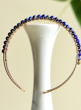 天然青金石南红翡翠绕丝手镯