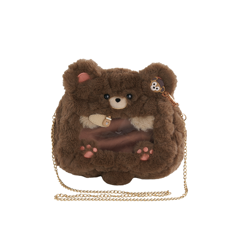 【古力古力】爱心小熊食量痛包可爱背包包毛绒玩偶lolita斜挎包女 - 图3