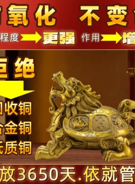 纯黄铜龙龟摆件招财镇宅风水